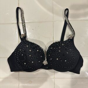 Marciano Rhinestone Jewels Black Bra with Beaded Embellishments 34 B